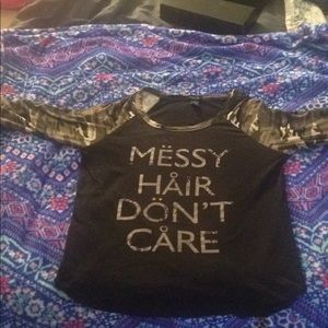 Messy hair don't care long sleeve shirt